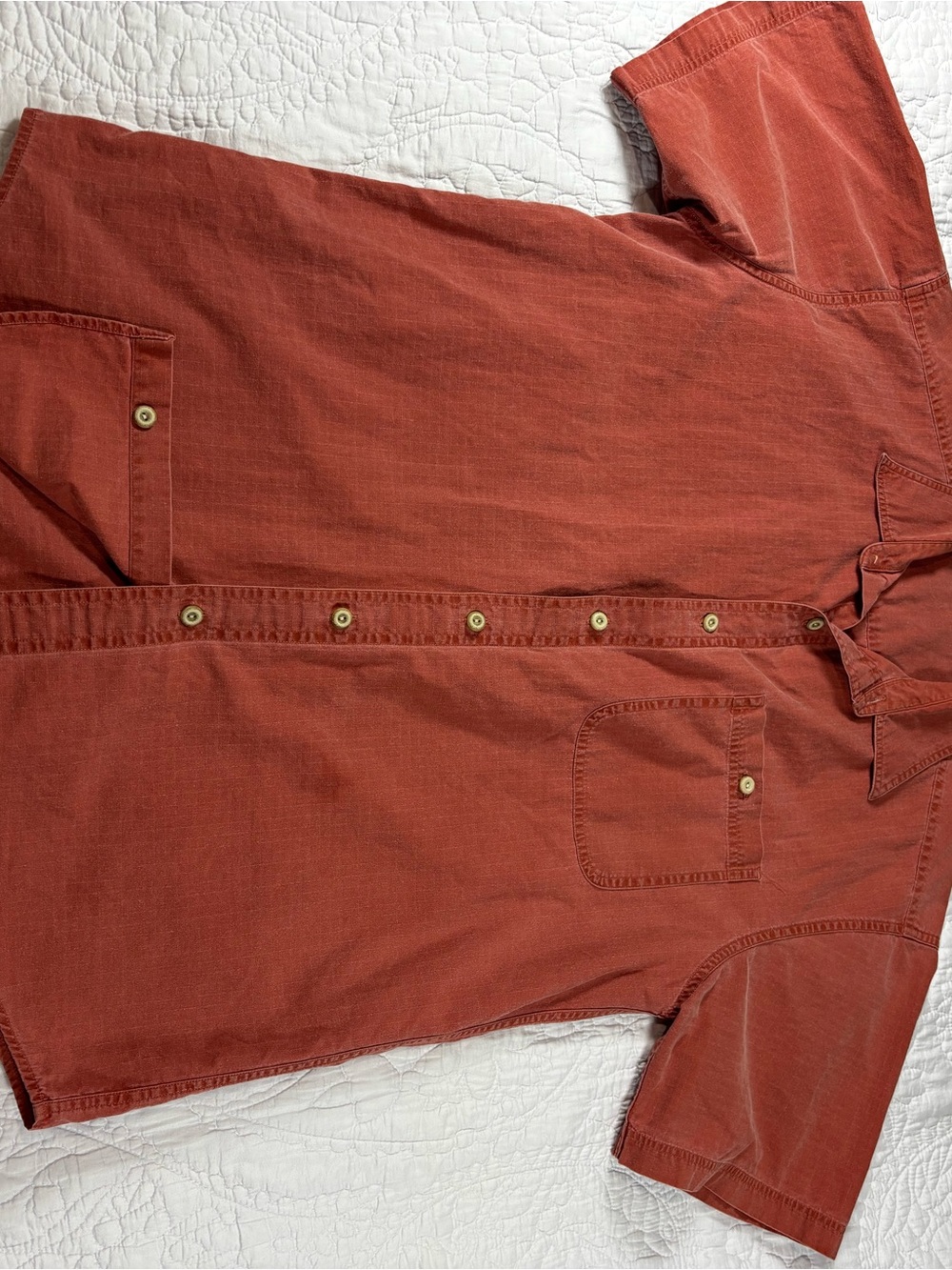 Rust Orange Short Sleeve Button-Up Shirt
